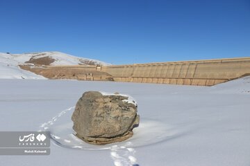 «سد اکباتان» همدان بعد از بارش‌ برف