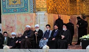 عکس | تصویری از فرزند ارشد رهبر انقلاب و علم الهدی در مراسم تشییع پیکر رئیسی